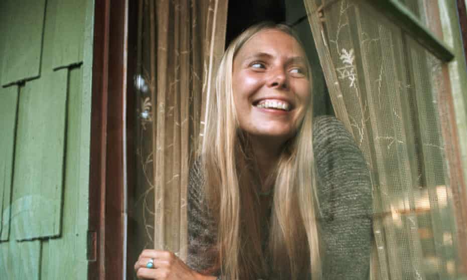 Joni Mitchell looks out a window of her Laurel Canyon home in October 1970.