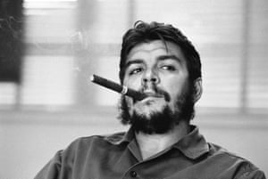 Ernesto (Che) Guevara, Argentinian politician, during an exclusive interview in his office in Havana, Cuba in 1963.
