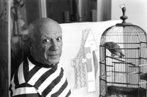 Pablo Picasso at his home, the Villa La Californie in Cannes, 1957.