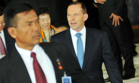 Australian Prime Minister Tony Abbott attends the inaugural ceremony of new Indonesian President Joko Widodo at the House of Representative on October 20, 2014 in Jakarta, Indonesia.