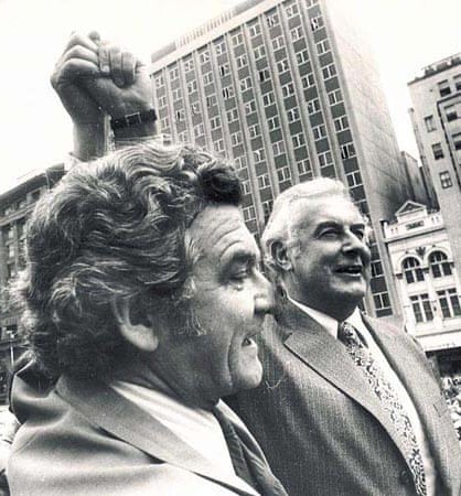 Bob Hawke and Gough Whitlam in 1975