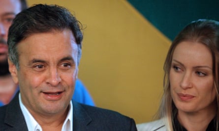 Aécio Neves with his wife, Leticia Weber. Grandson of a president-elect, his privileged background did nothing to dispel rumours of a playboy lifestyle.