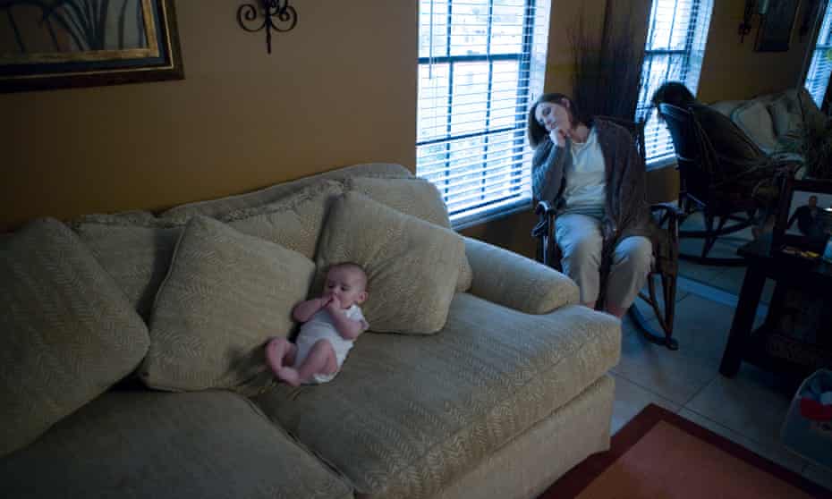 baby and mother suffering from postpartum depression