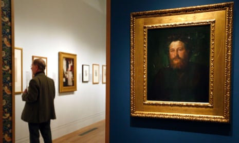 A portrait of William Morris by GF Watts hangs at the entrance to the Anarchy & Beauty exhibition at the National Portrait Gallery, London.