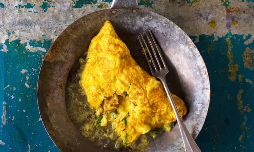 Henry Harris’ fourme d’Ambert, crouton and chive omelette