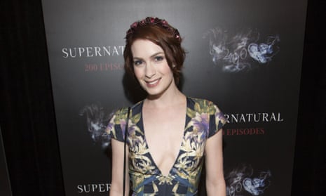 Felicia Day attends the celebration for the 200th episode of "Supernatural", in which she plays hacker Charlie Bradbury.