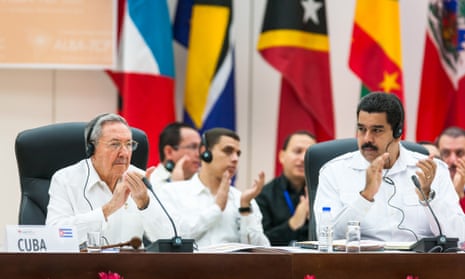 Raul Castro and Venezuelan President Nicolas Maduro at the summit on Ebola in Havana