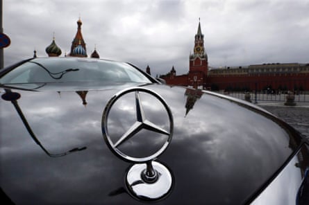 Mercedes car parked near the Red Square in Moscow, October 2014