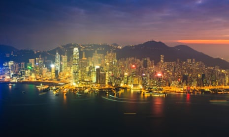 Hong Kong at sunset.