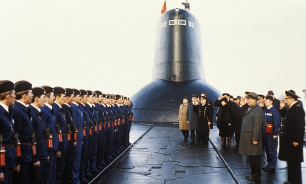 Former Soviet leader Mikhail Gorbachev on board a nuclear submarine during an inspection of Northern Fleet warships in 1987.