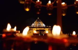 Gandhinagar, India The Akshardham Mandir is decorated to mark the festival Diwali 30 kms from Ahmedabad