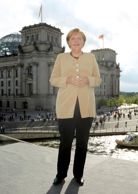Angela Merkel next to the Reichstag in Berlin, in August 2010