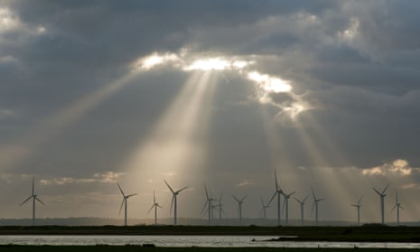 Wind turbines at Romney Mars in Kent.
