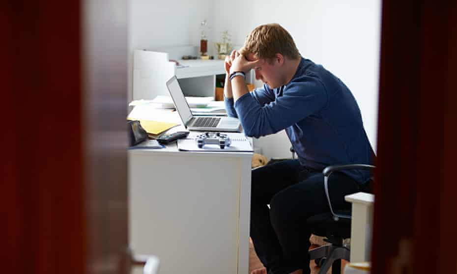 stressed man at desk