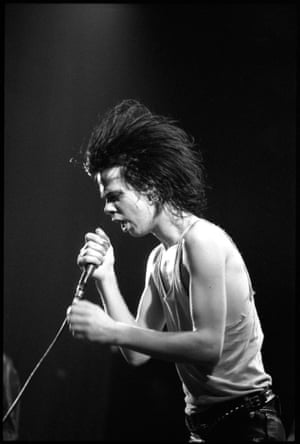 UNITED KINGDOM - MAY 15:  Photo of BIRTHDAY PARTY; Nick Cave with the Birthday Party at The Venue, Victoria London 11-26-1981  (Photo by David Corio/Redferns)