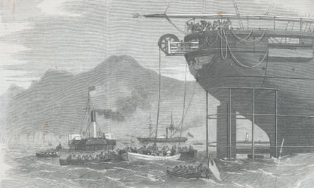 The first transatlantic telegraph cable is laid in 1858