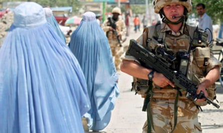 British soldiers patrolling in Kabul, Afghanistan. End of combat operations in Helmand paves the way for the final transfer of security to the Afghan National Security Forces (ANSF).