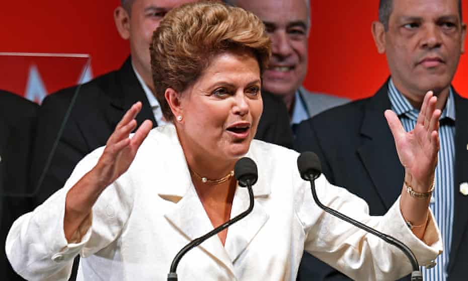 Dilma Rousseff delivers a speech after being re-elected president of Brazil