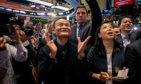 Alibaba founder Jack Ma trading at the NYSE in New York