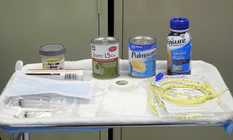 Liquid food supplements are displayed at a feeding chair at the US naval base in Guantánamo Bay.