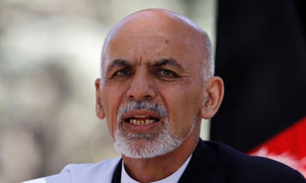 Ashraf Ghani speaks during the news conference in Kabul.