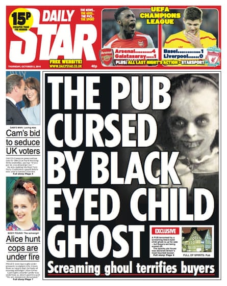Daily Star 'ghost child' headline - Thursday
