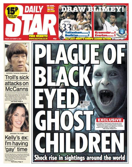 Daily Star 'ghost child' headline - Friday