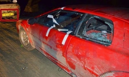 A Top Gear car after it was pelted with stones in Argentina.