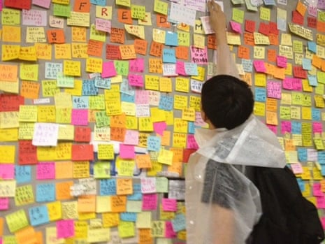 A wall of colorful support for the protests in Admiralty.