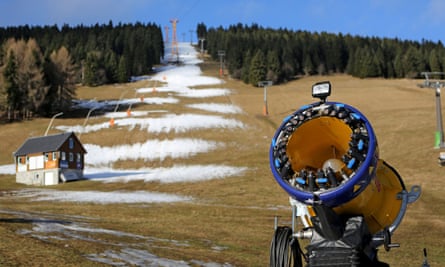 A snow cannon in Oberwiesenthal, Germany.