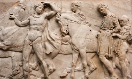 The Parthenon Marbles on display at The British Museum in London.