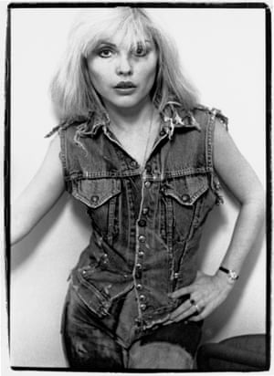 'Debbie in a jean jacket, c.1978. This shot was used for the cover of one of the weekly music papers in the UK'. Debbie Harry Blondie Chris Stein
