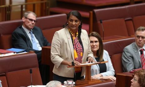 Senator Nova Peris makes a statement in the senate this afternoon, Thursday 30th October 2014. Photograph  by Mike Bowers for The Guardian Australia #politicslive