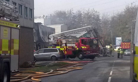 Firefighters at the warehouse in Stafford