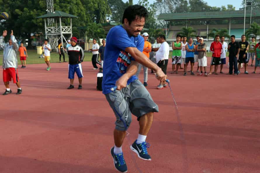 Pacquiao trains at Pedro Antonio Acharon Sports Complex in the Philippines.
