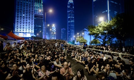 Pro-democracy demonstrators gather for a night rally in Hong Kong last week.