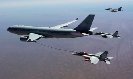 An RAAF Super Hornet refuels en route to the Middle East.