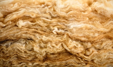 Loft insulation, a building material used to make a house more energy efficient.