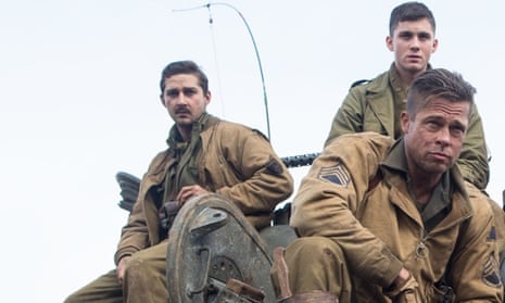 LaBeouf with Lerman and Pitt on the set of Fury.