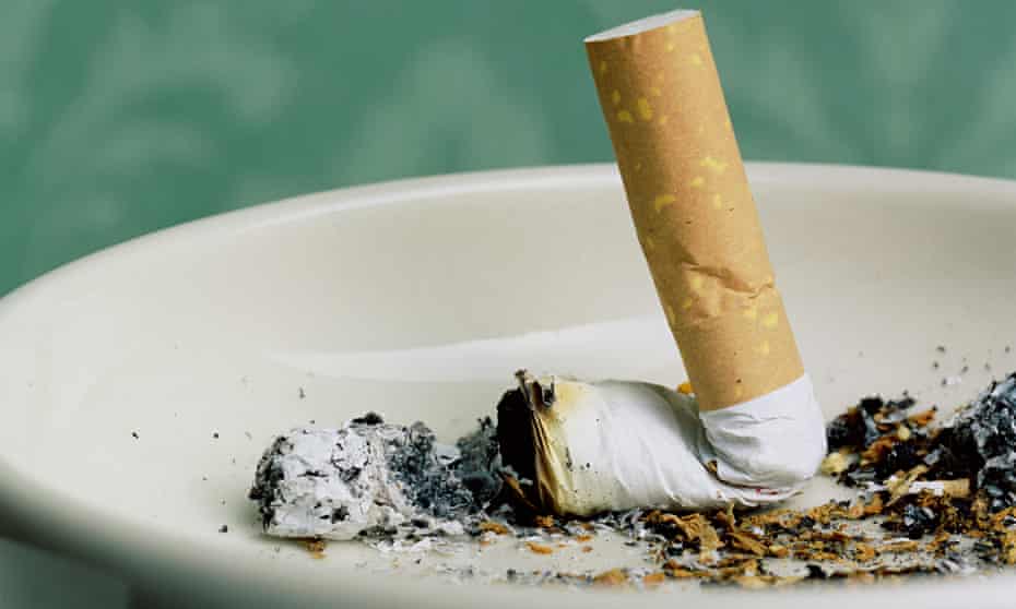 Cigarette stub in ashtray