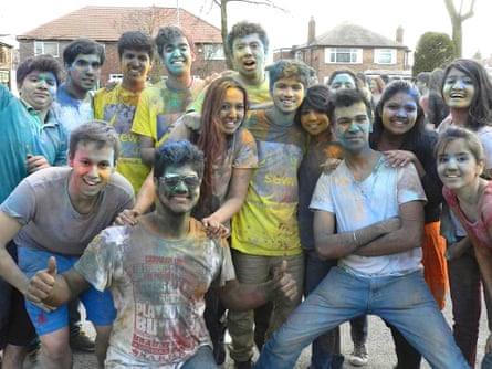 Manchester Indian students celebrating Holi