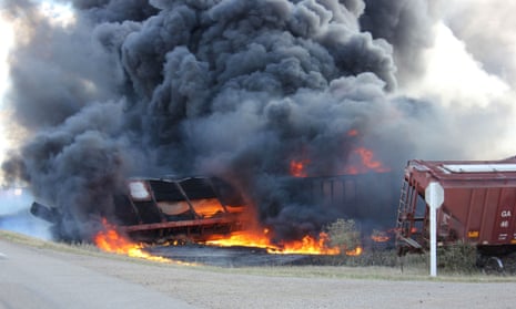 Train fire in Saskatchewan.