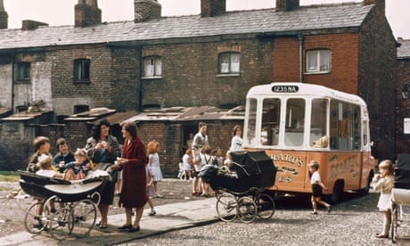 An ice-cream van in Hulme, Manchester, 1965.