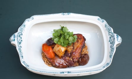 Pork belly tagine on a ceramic tray