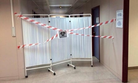 Isolation measures at Hospital Alcorcon - an image widely shared on social media from an anonymous source at the hospital