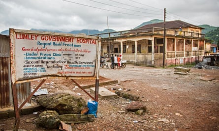 A roadsign for Lumley hospital, where Olivet Buck worked before contracting the Ebola virus. She died, hours after the UN health agency said it could not help evacuate her to Germany.
