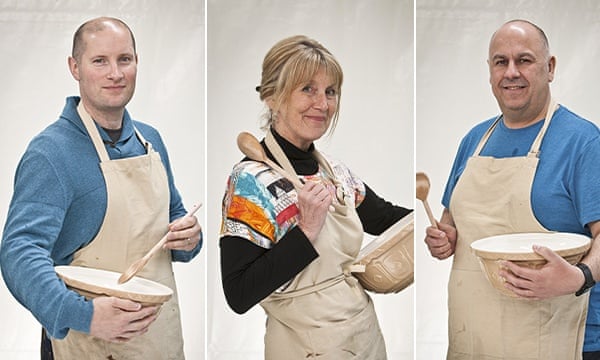 Eyes on the pies … Bake Off finalists Richard Burr, Nancy Birtwhistle and Luis Troyano.