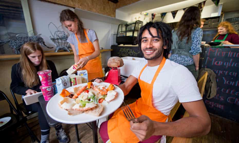 Skipchen chef Dylan Rakhra with the crab and prawn salad