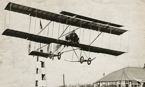French aviator Henri Farman in his Farman biplane
