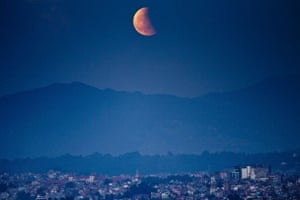 Blood moon over Kathmandu